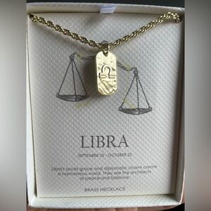 Libra Brass Necklace Zodiac Giftable Necklace NEW with Box